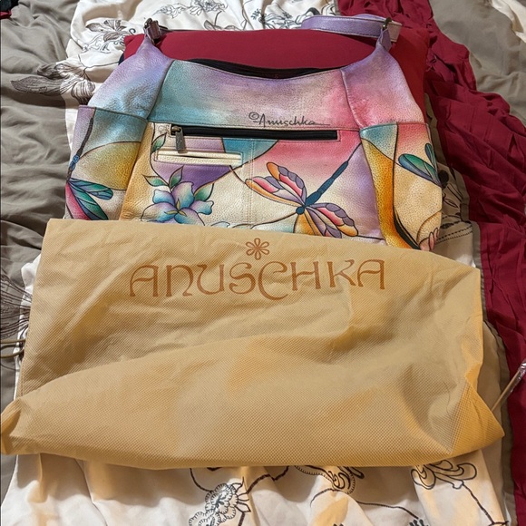 Anuschka Multicolor Dragonfly and Floral Shoulder Bag - Picture 7 of 7